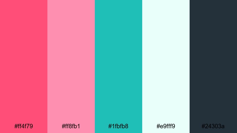 flamingo teal punch color palette with hex codes