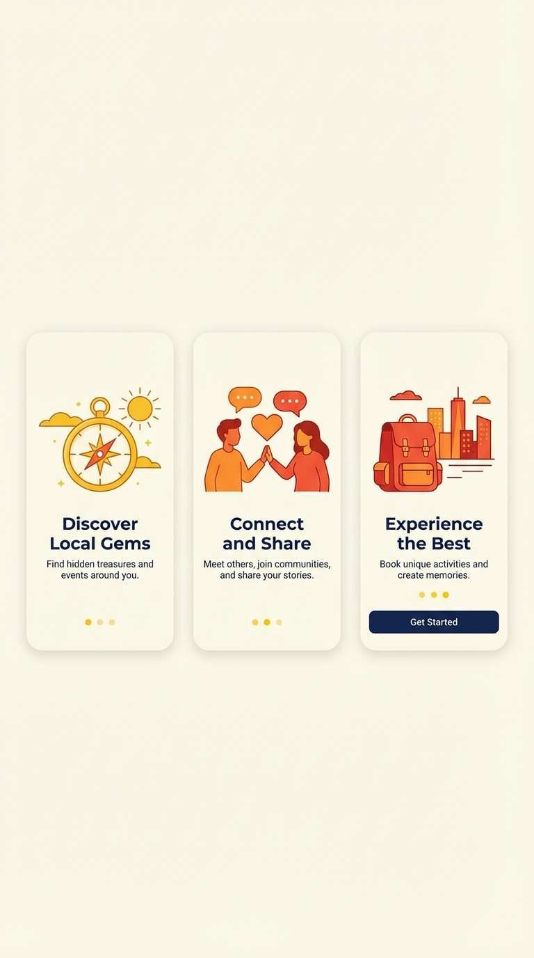 retro onboarding ui screens