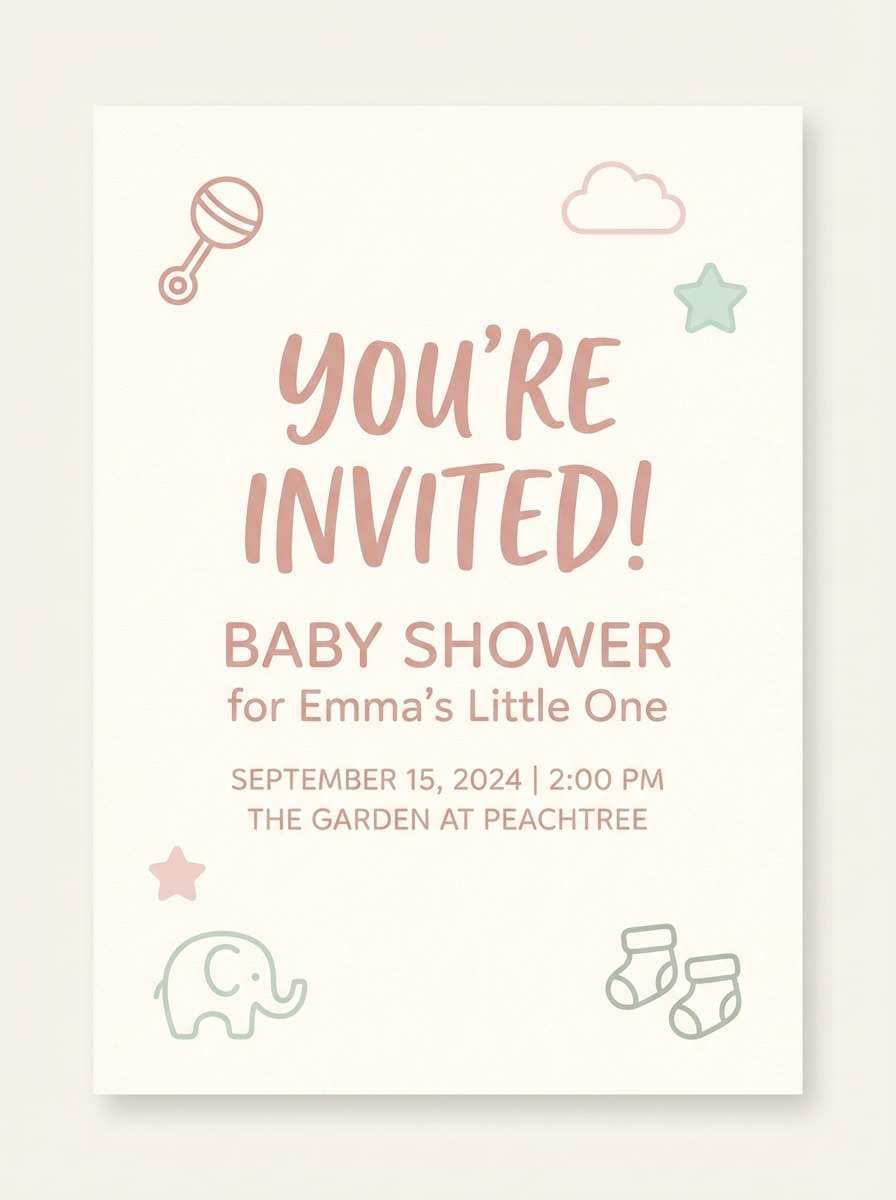 pastel baby shower invite