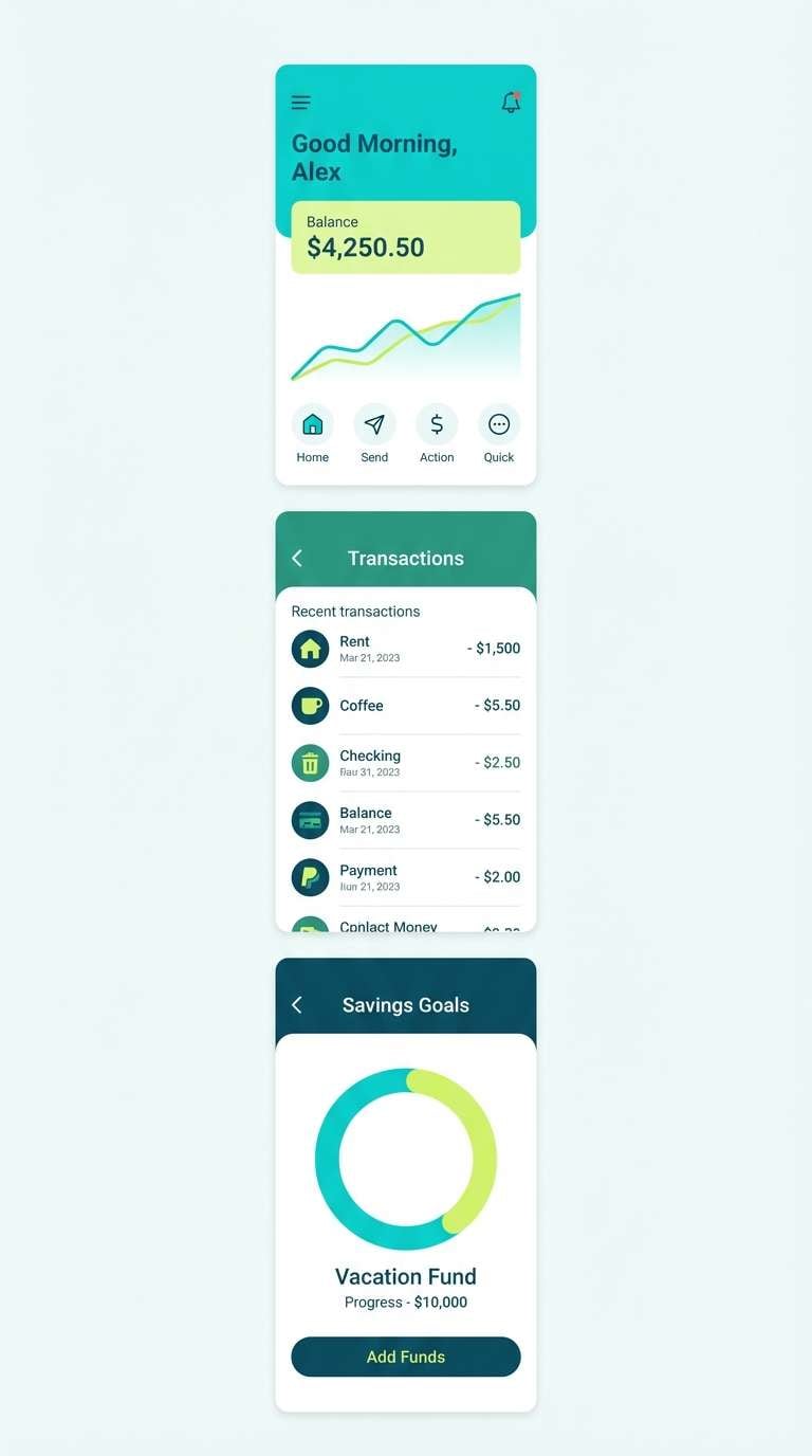 teal fintech mobile ui