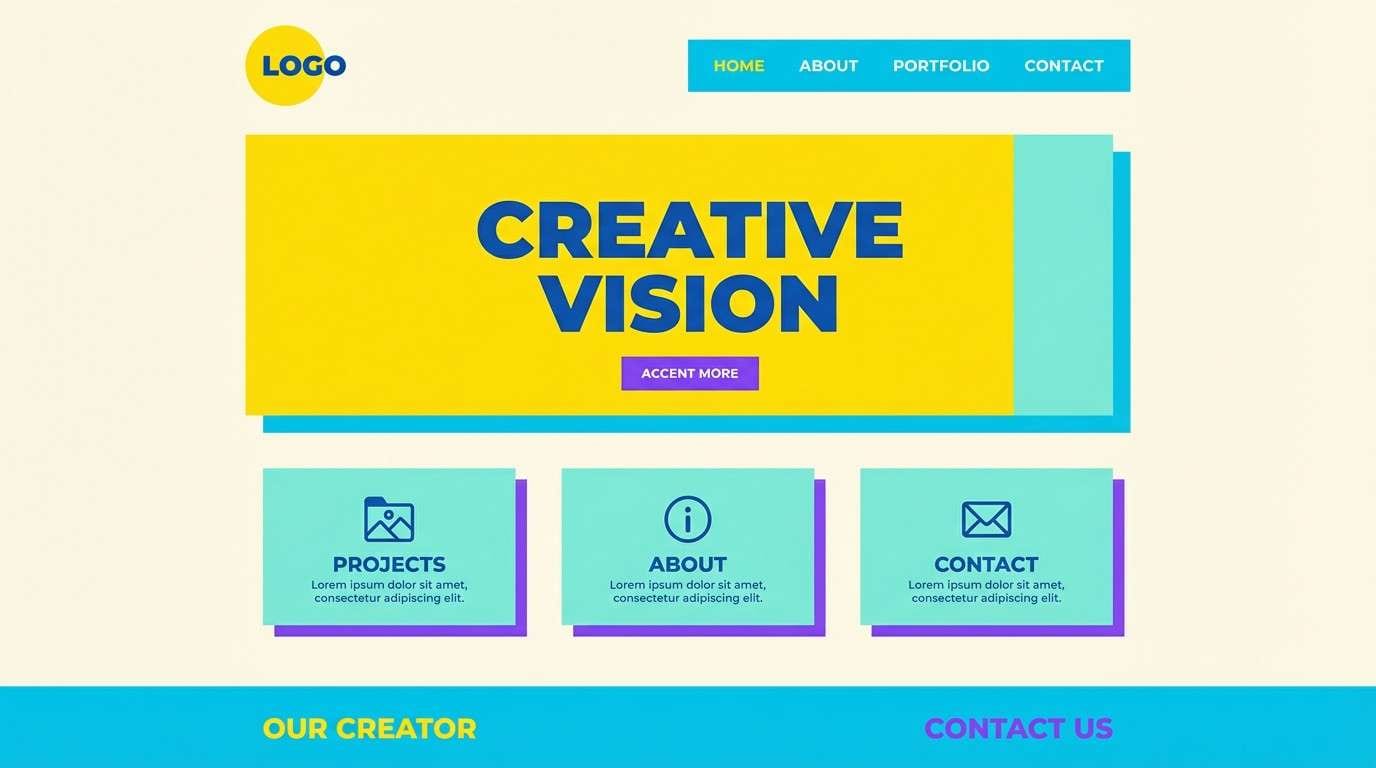 colorful portfolio homepage ui