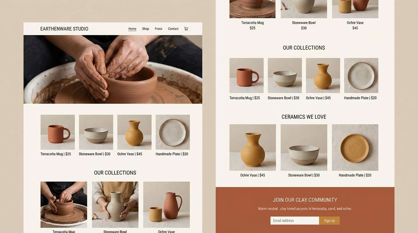 ceramics shop homepage ui