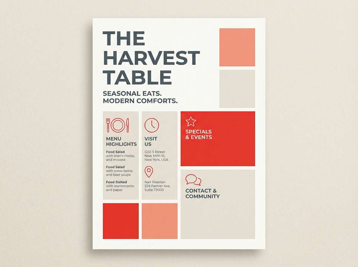 poppy red restaurant flyer