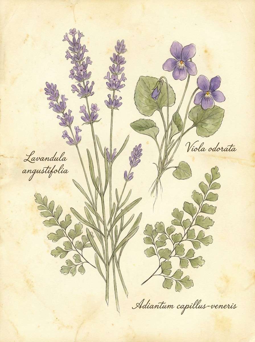violet herbarium botanical print