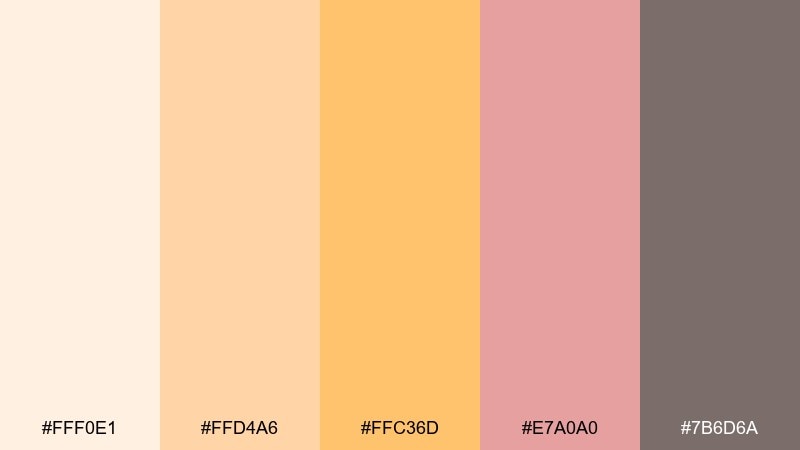 floral stationery peach yellow color palette with hex codes