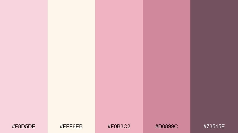 floral stationery pink cream color palette with hex codes