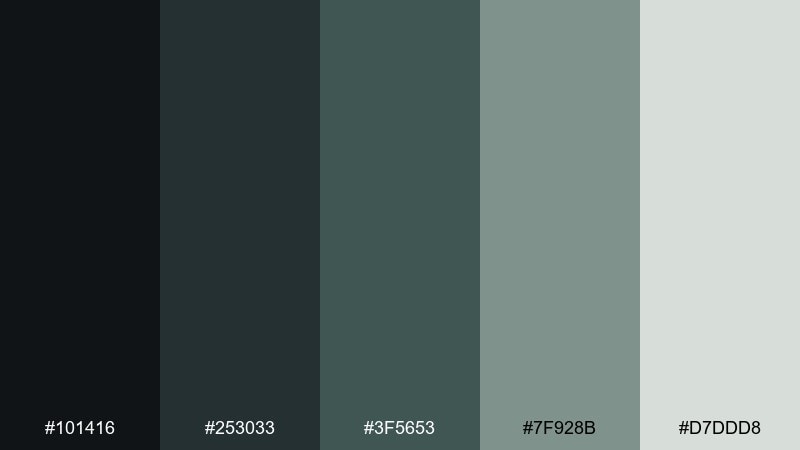 fogbound pine shadow color palette with hex codes