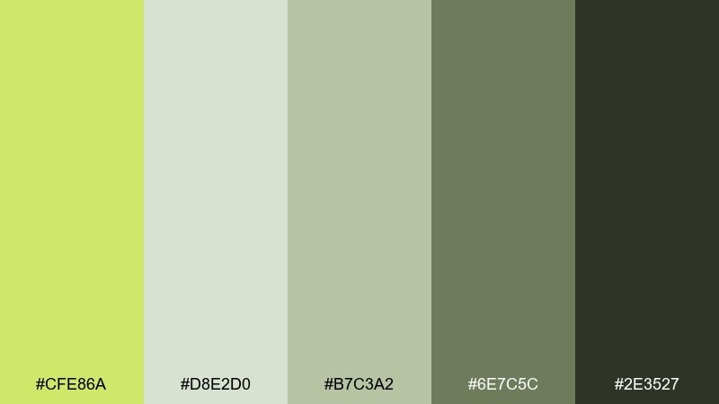 foggy pear pear color palette with hex codes