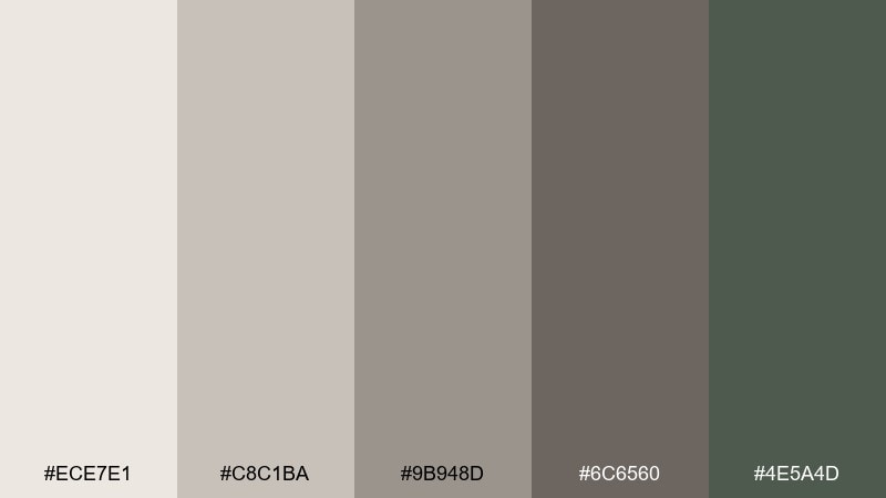 foggy pine trail color palette with hex codes