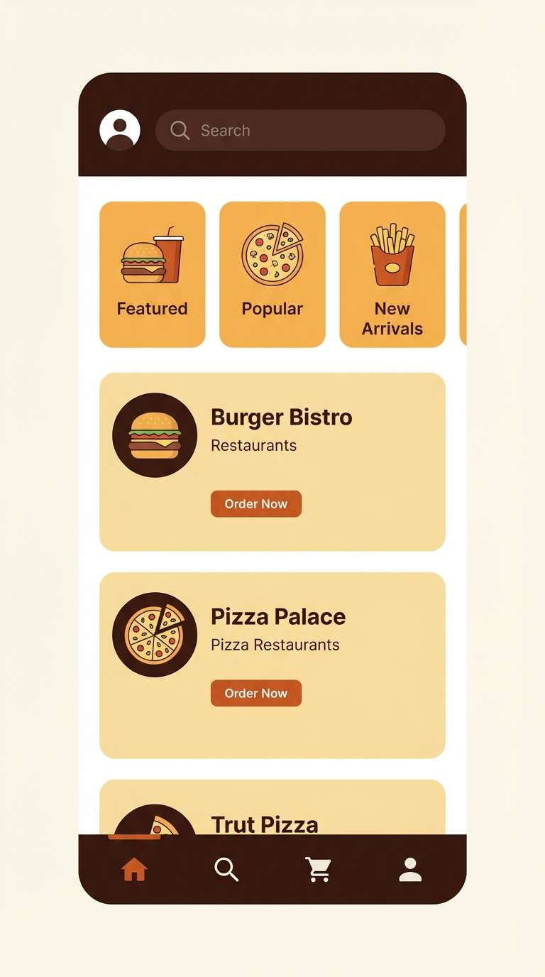 food delivery ui mockup