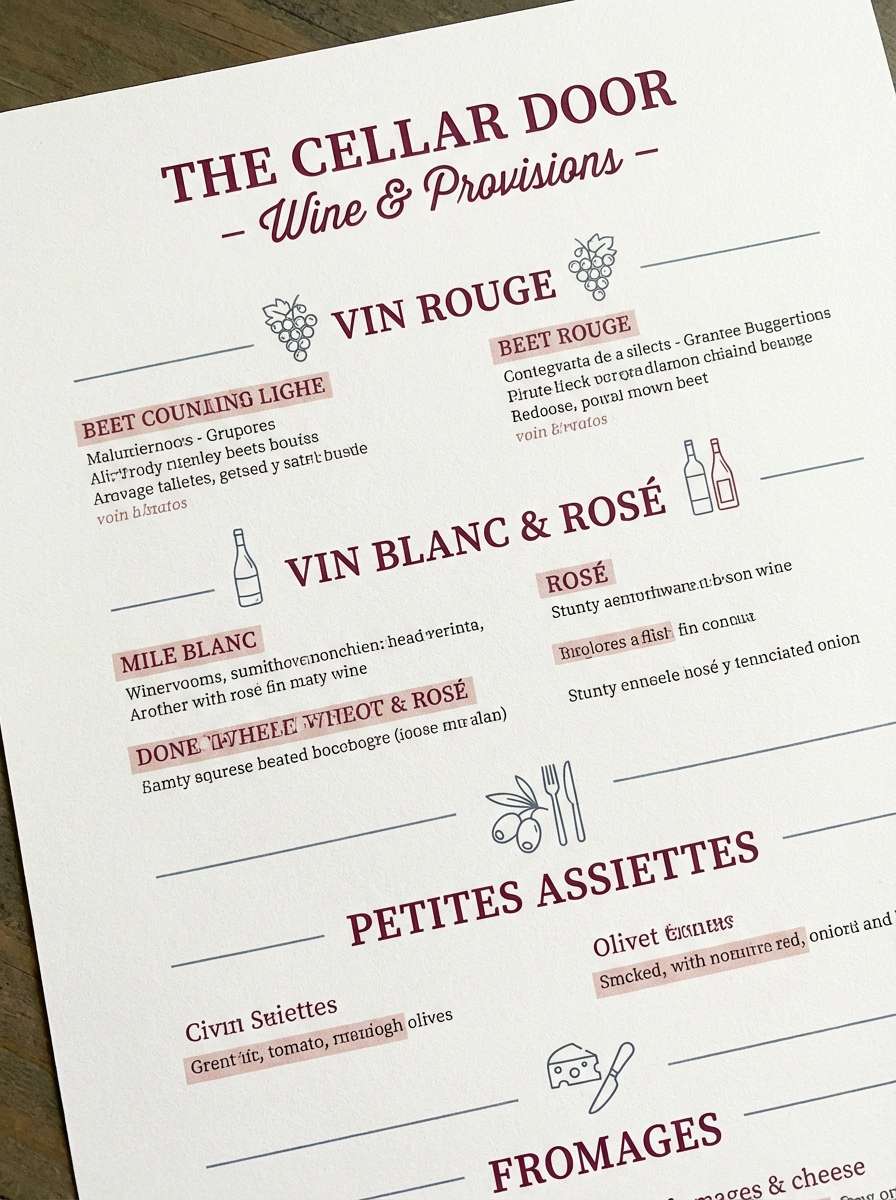 wine bar menu