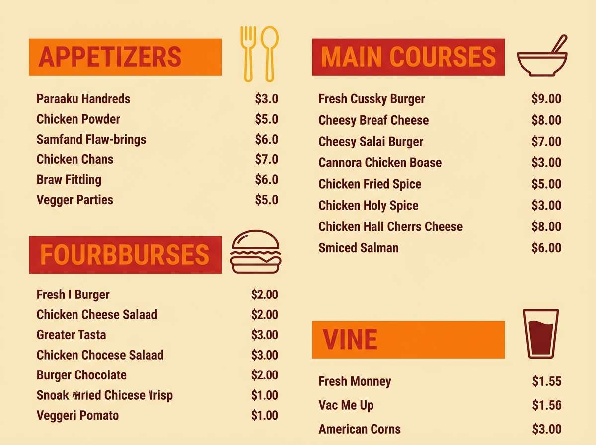 food truck menu