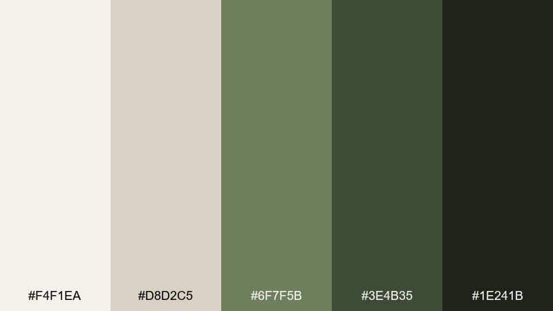 forest and cream elegant color palette with hex codes