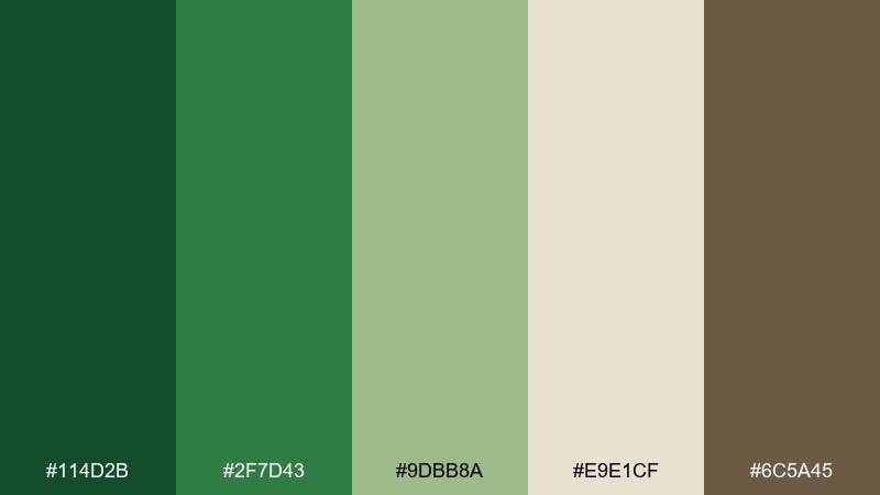 forest and flax shamrock color palette with hex codes