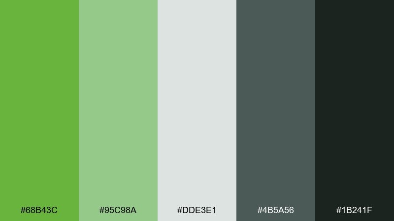 forest and fog mantis color palette with hex codes