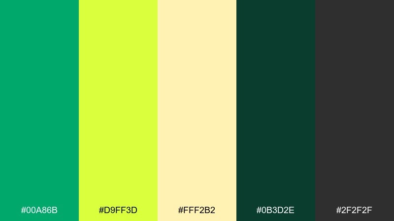 forest and lemon contrast harlequin color palette with hex codes