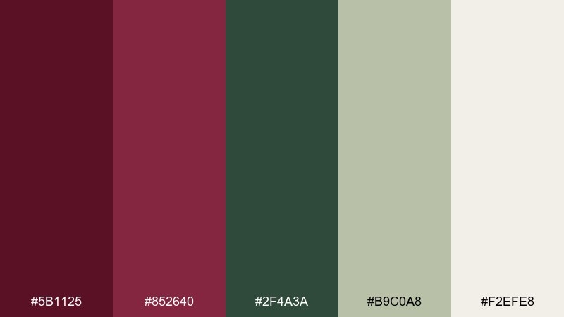 forest and merlot color palette with hex codes