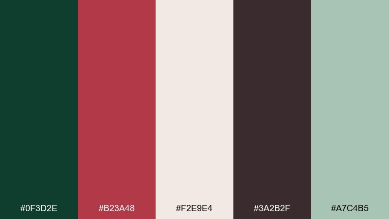forest and rosewood complementary color scheme with hex codes