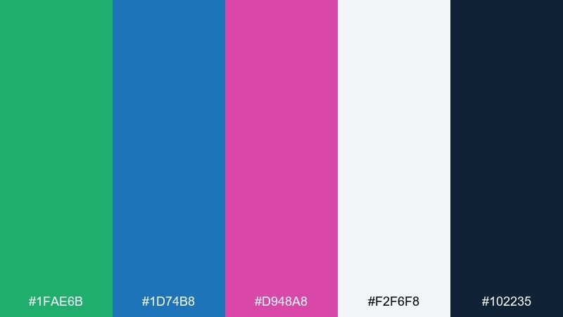 forest azure fuchsia color palette with hex codes
