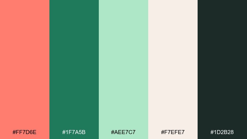 forest + blush branding coral green color palette with hex codes