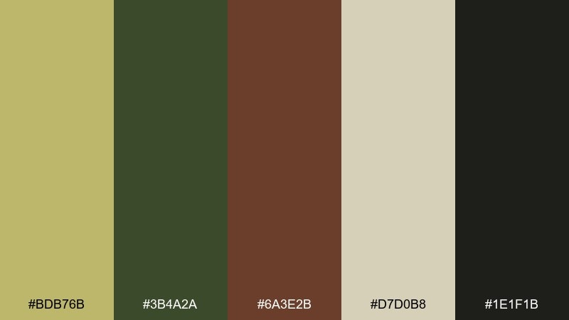 forest cabin dark khaki color palette with hex codes