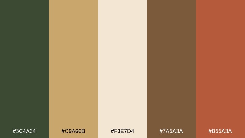 forest cabin lights rustic color palette with hex codes