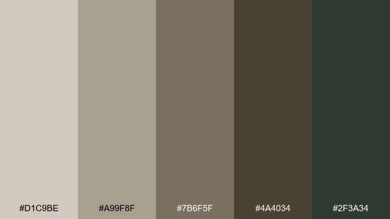 forest cabin neutrals color palette with hex codes