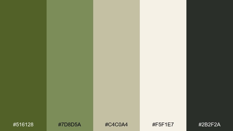 forest chalk green khaki color palette with hex codes
