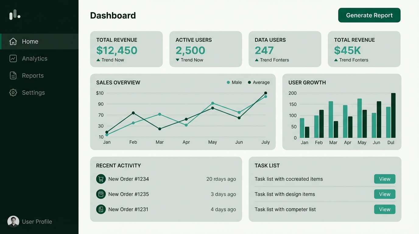 green dashboard ui layout
