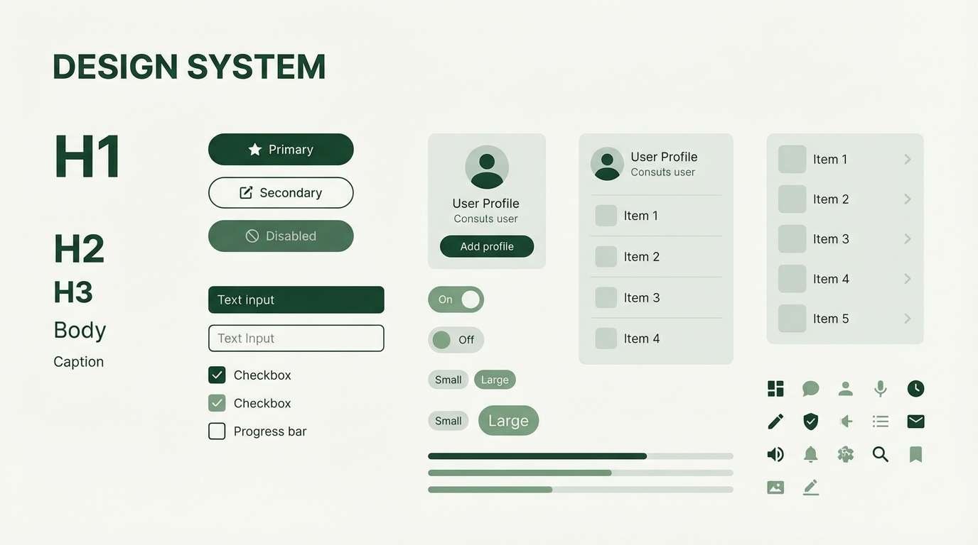 minimal ui kit in greens