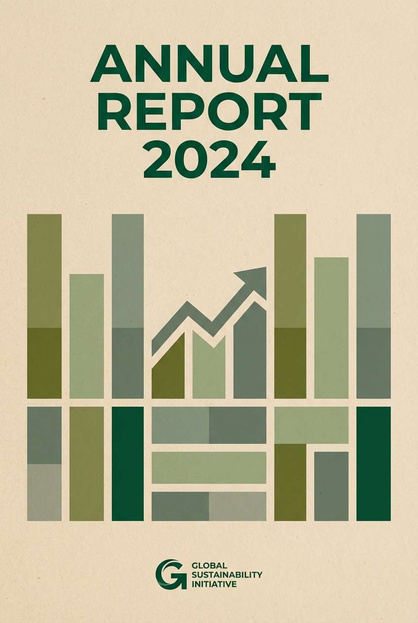 annual report cover in greens