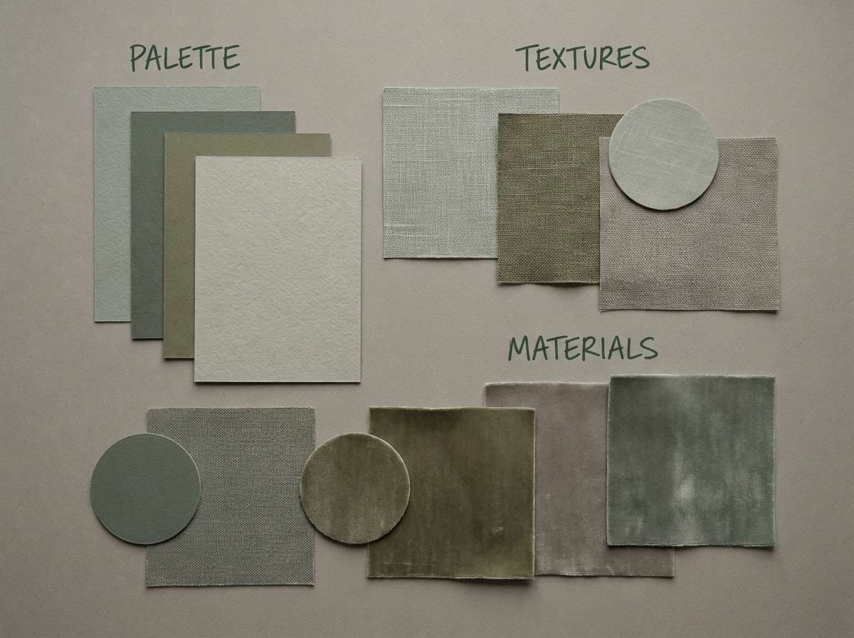 interior moodboard green neutrals