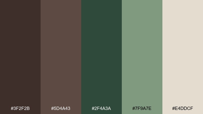 forest espresso wenge color palette with hex codes
