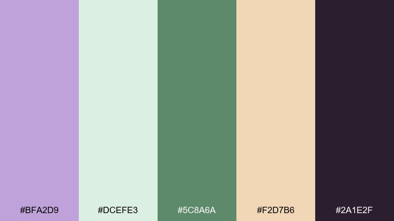 forest fairy wisteria color palette with hex codes