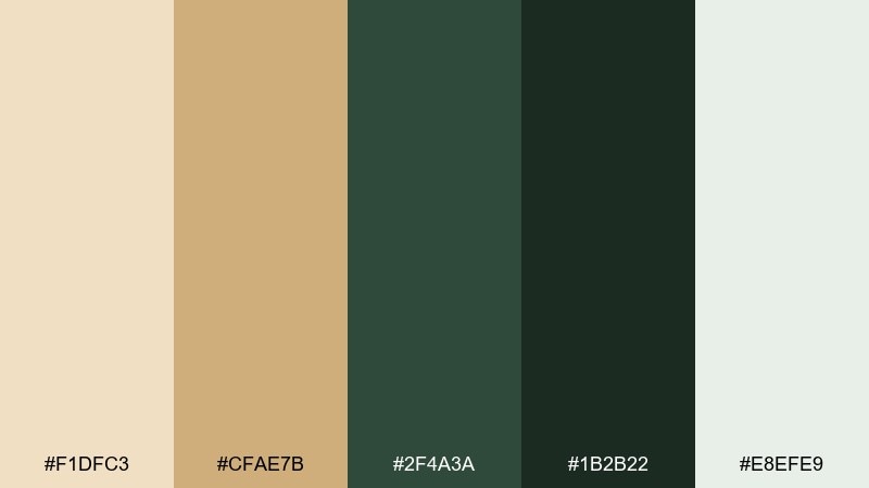 forest gold contrast color palette with hex codes