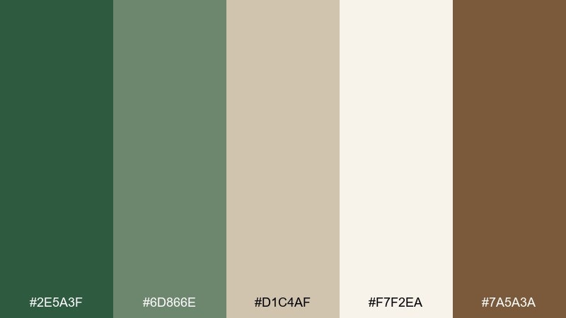 forest latte fern color palette with hex codes