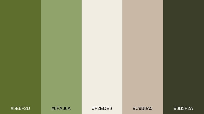 forest linen olive green color combination with hex codes