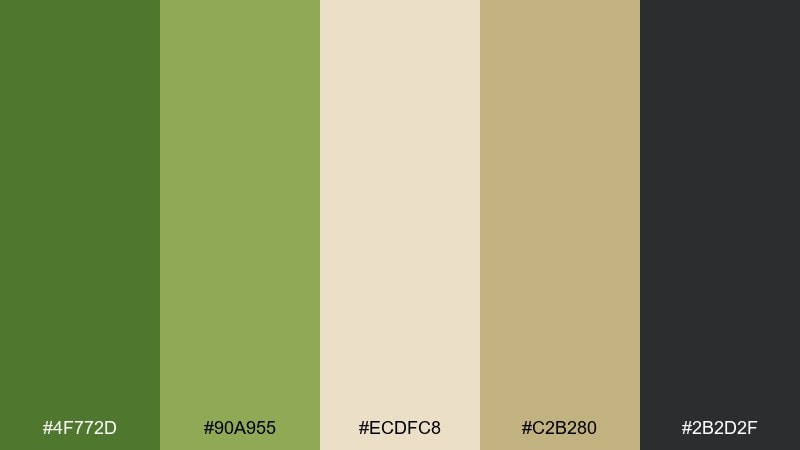 forest linen sap green color palette with hex codes