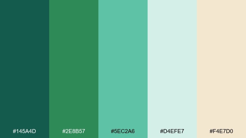 forest pool sea green color combination with hex codes