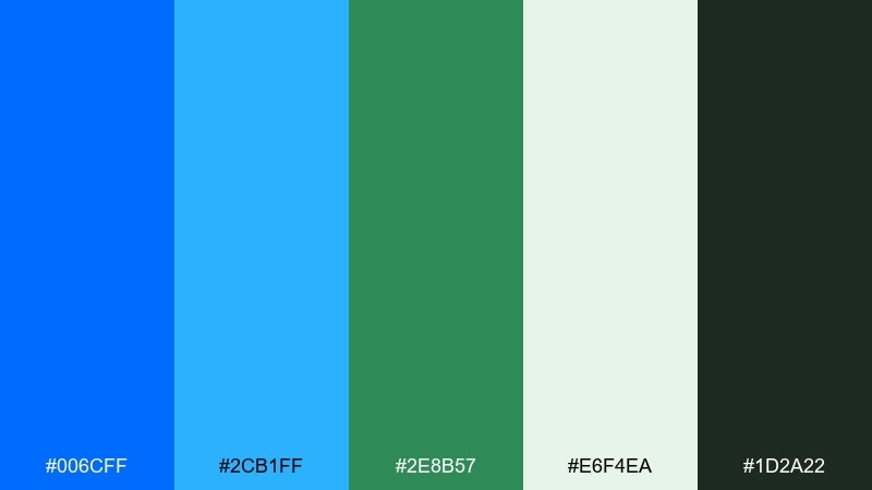 forest signal electric blue color palette with hex codes