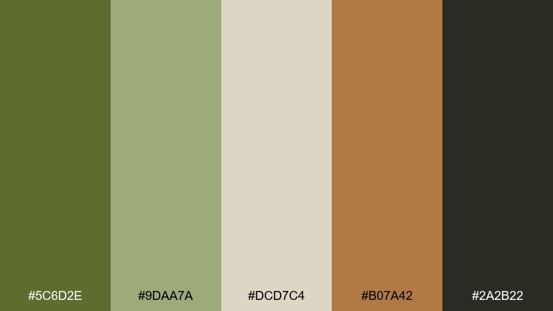 forest tea time olivine color palette with hex codes