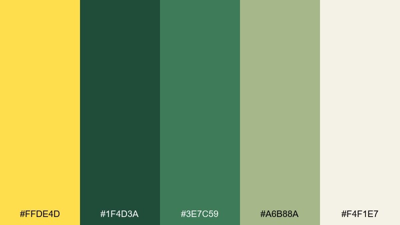 forest trail daffodil color palette with hex codes