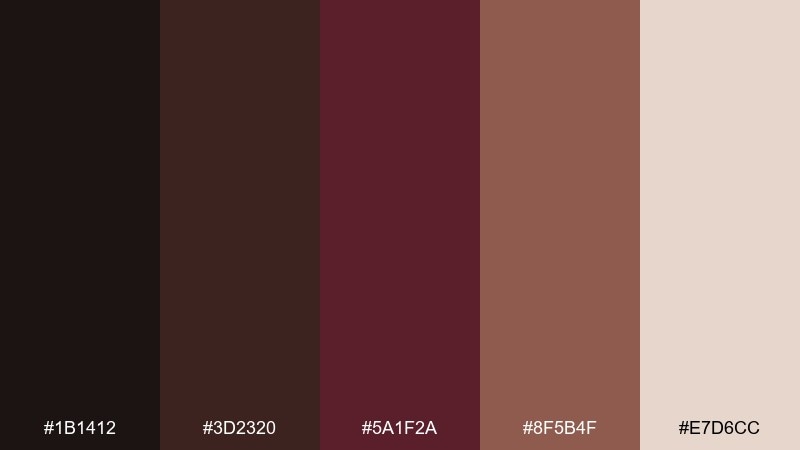 forest trunk wine color palette with hex codes