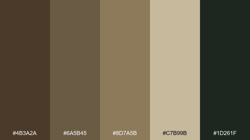forest umber umber color palette with hex codes