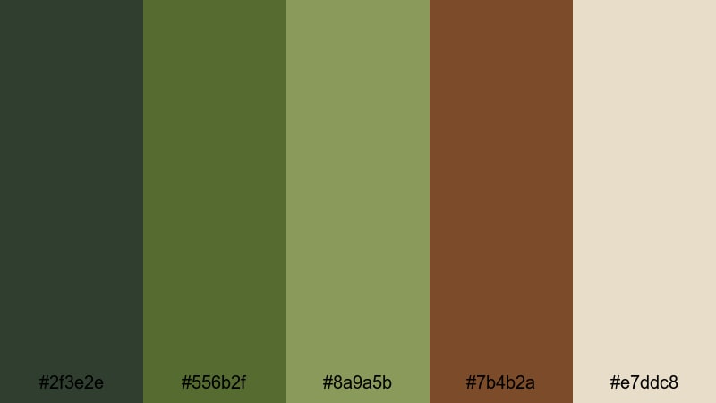 forest walnut color palette with hex codes