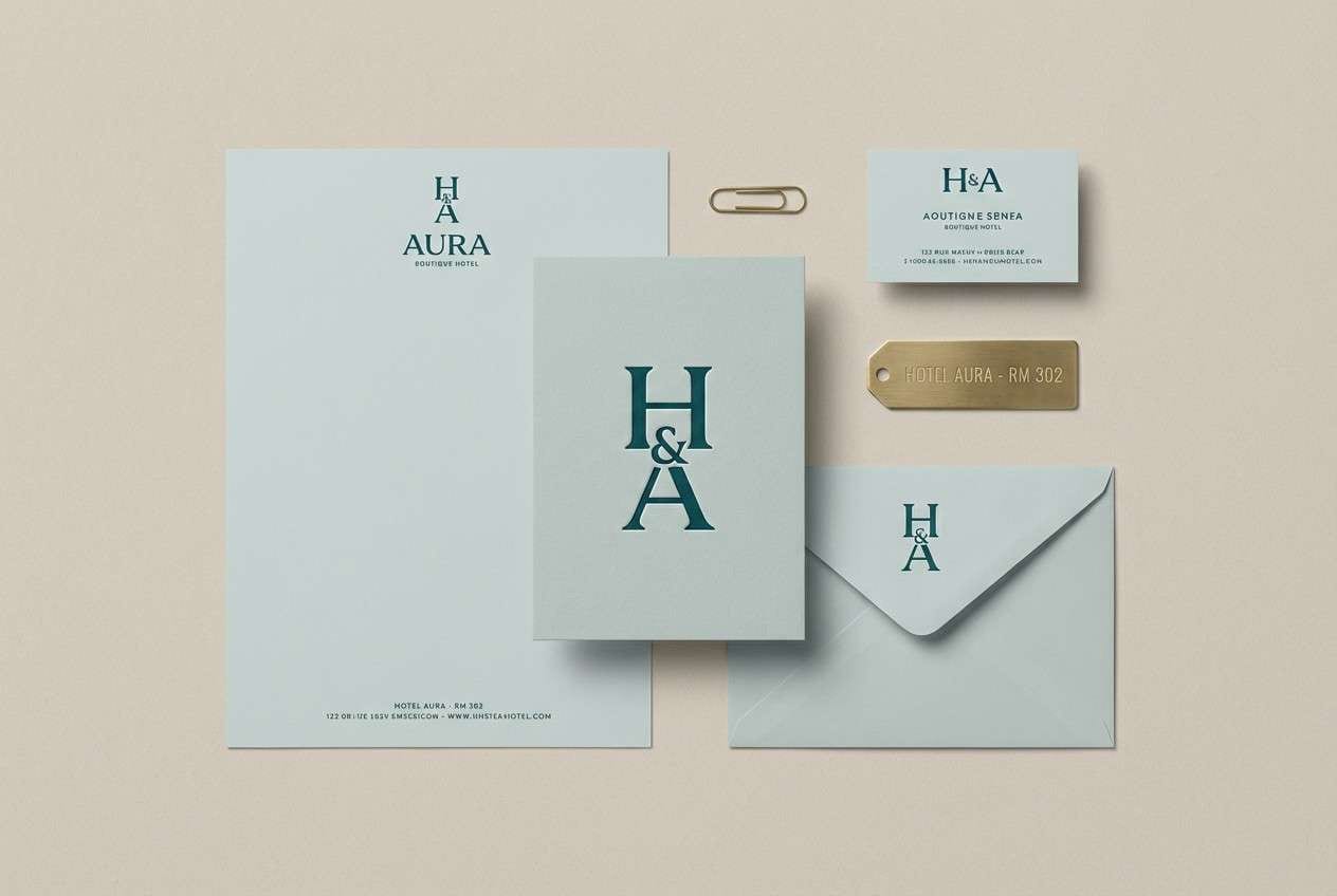 deep teal hotel branding