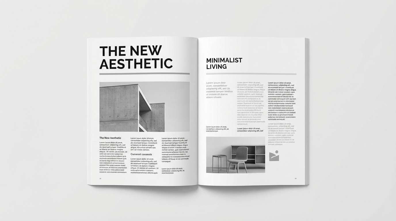monochrome magazine layout