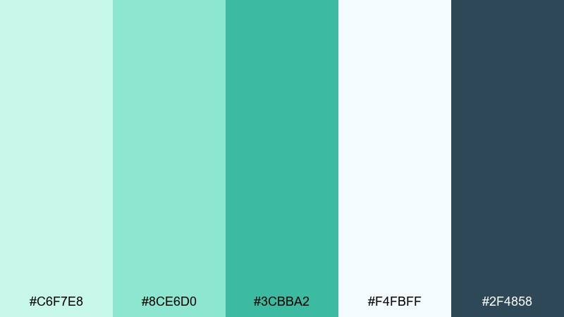 fresh clinic ui mint green color palette with hex codes