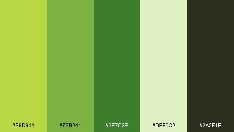 fresh cut grass peridot color palette with hex codes