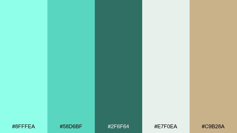 fresh eucalyptus aquamarine color palette with hex codes